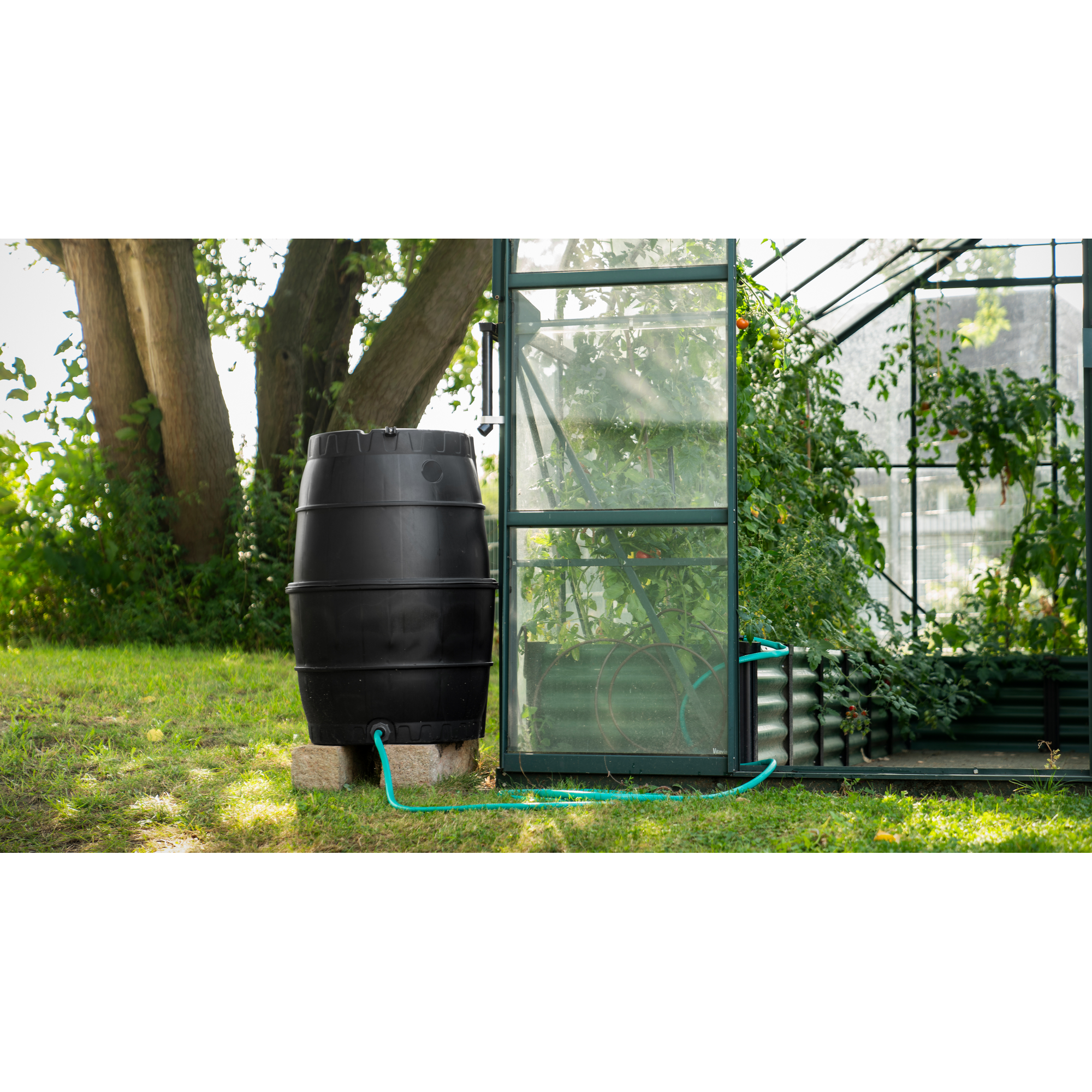 Regentonne schwarz 170 l mit Unterbau