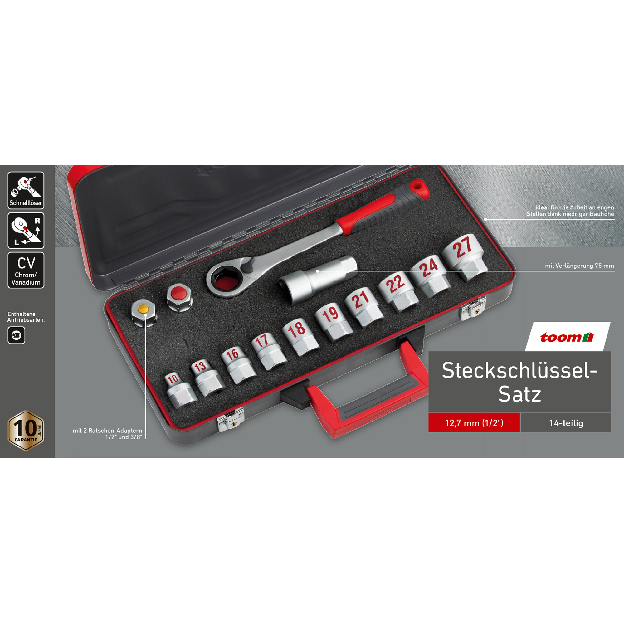 Steckschlüssel-Set 1/2" 14-teilig