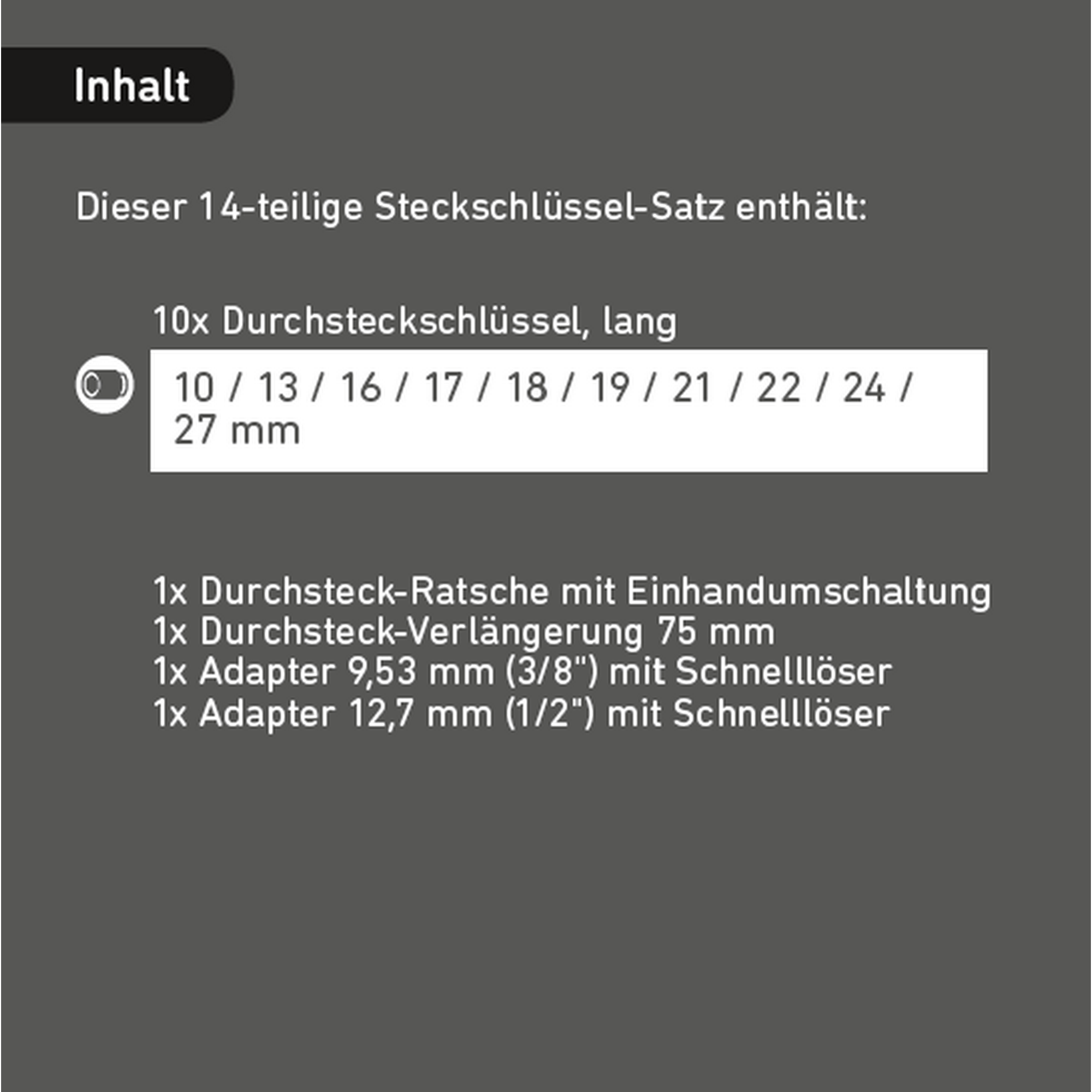 Steckschlüssel-Set 1/2" 14-teilig