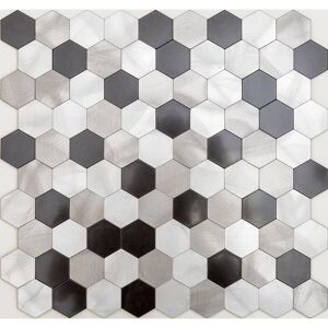 Mosaikfliese 'Easyglue' selbstklebend Aluminium silberfarben 28 x 29 cm