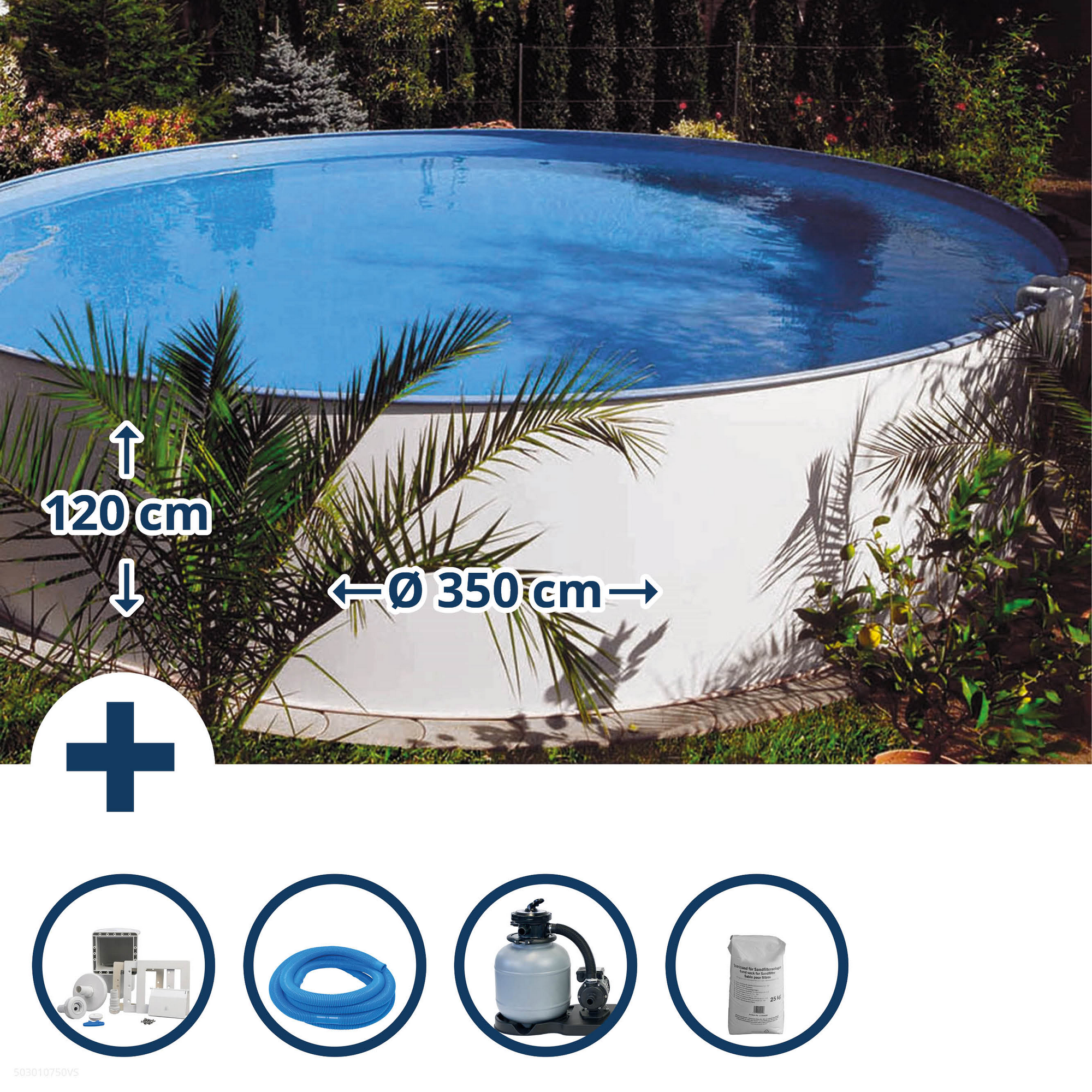 Aufstellpool-Set 'Exclusiv 3' weiß/blau Ø 350 x 120 cm