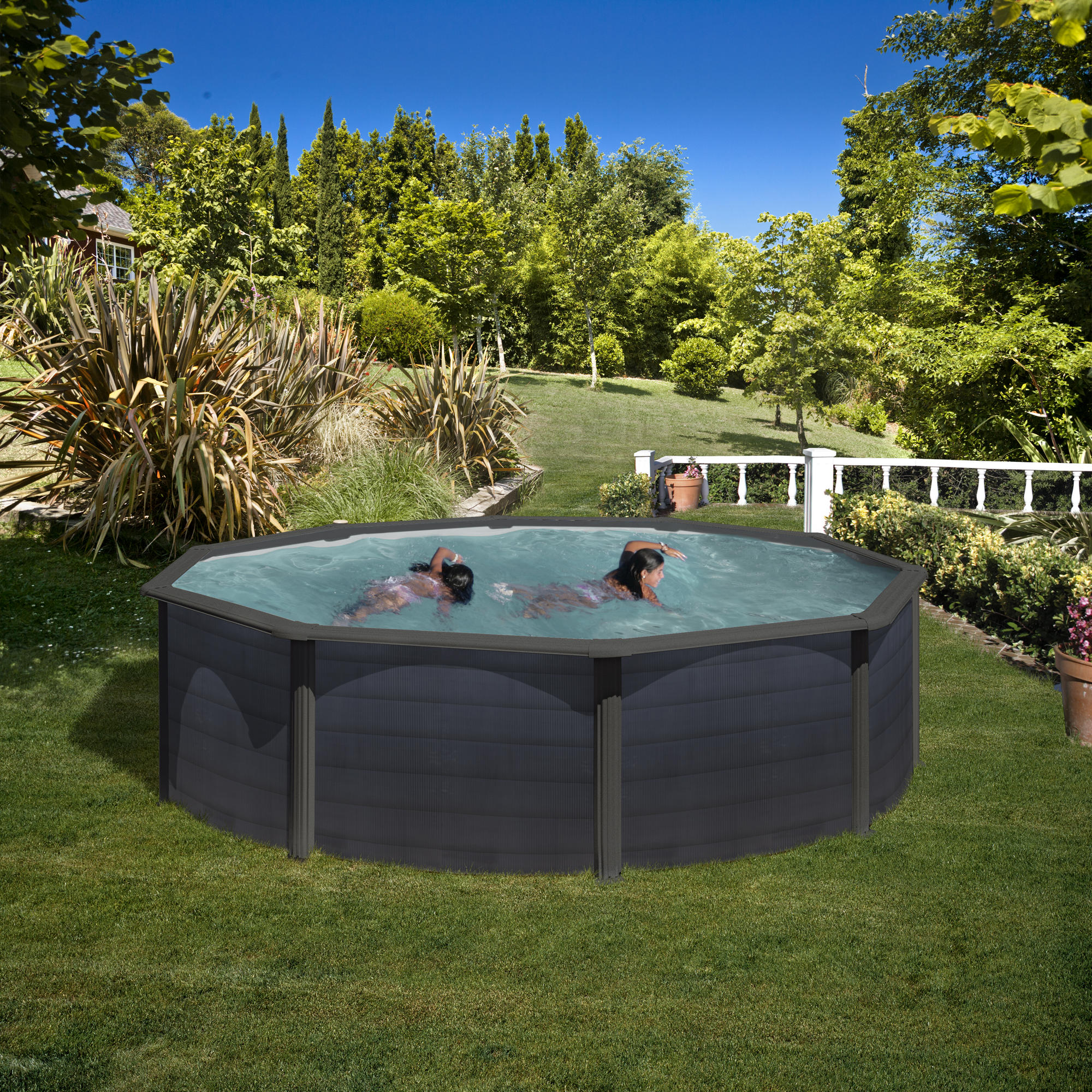 Stahlwandpool-Set 'Kea' Ø 460 x 120 cm mit Sicherheitsleiter und Sandfilteranlage