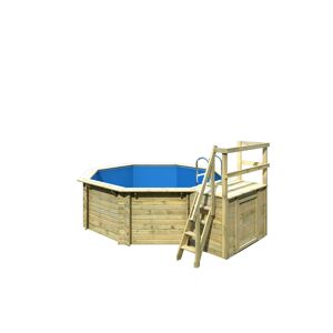 Massivholzpool-Set 'Modell 1 B' 400 x 400 x 124 cm mit Sonnendeck und Tiefbeckenleiter