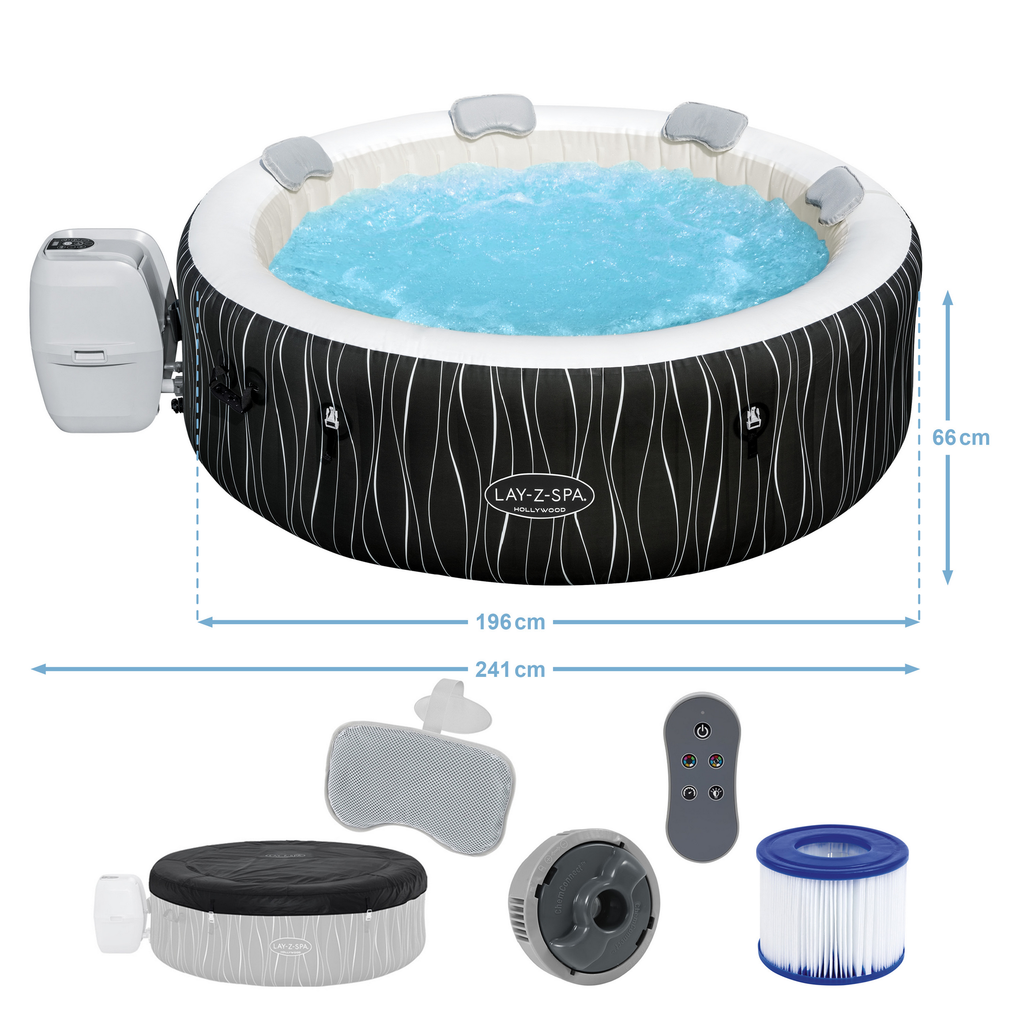 Whirlpool 'LAY-Z-SPA®Hollywood AirJet™' schwarz Ø 196 x 66 cm, mit LED