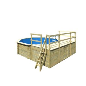 Massivholzpool-Set 'Modell 2 D' Ø 420 x 124 cm mit Sonnendeck und Einhängeleiter