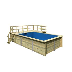 Massivholzpool-Set 'Modell Rechteck pool-Set 3 B' 477 x 300 x 124 cm mit Sonnendeck und Einhängeleiter