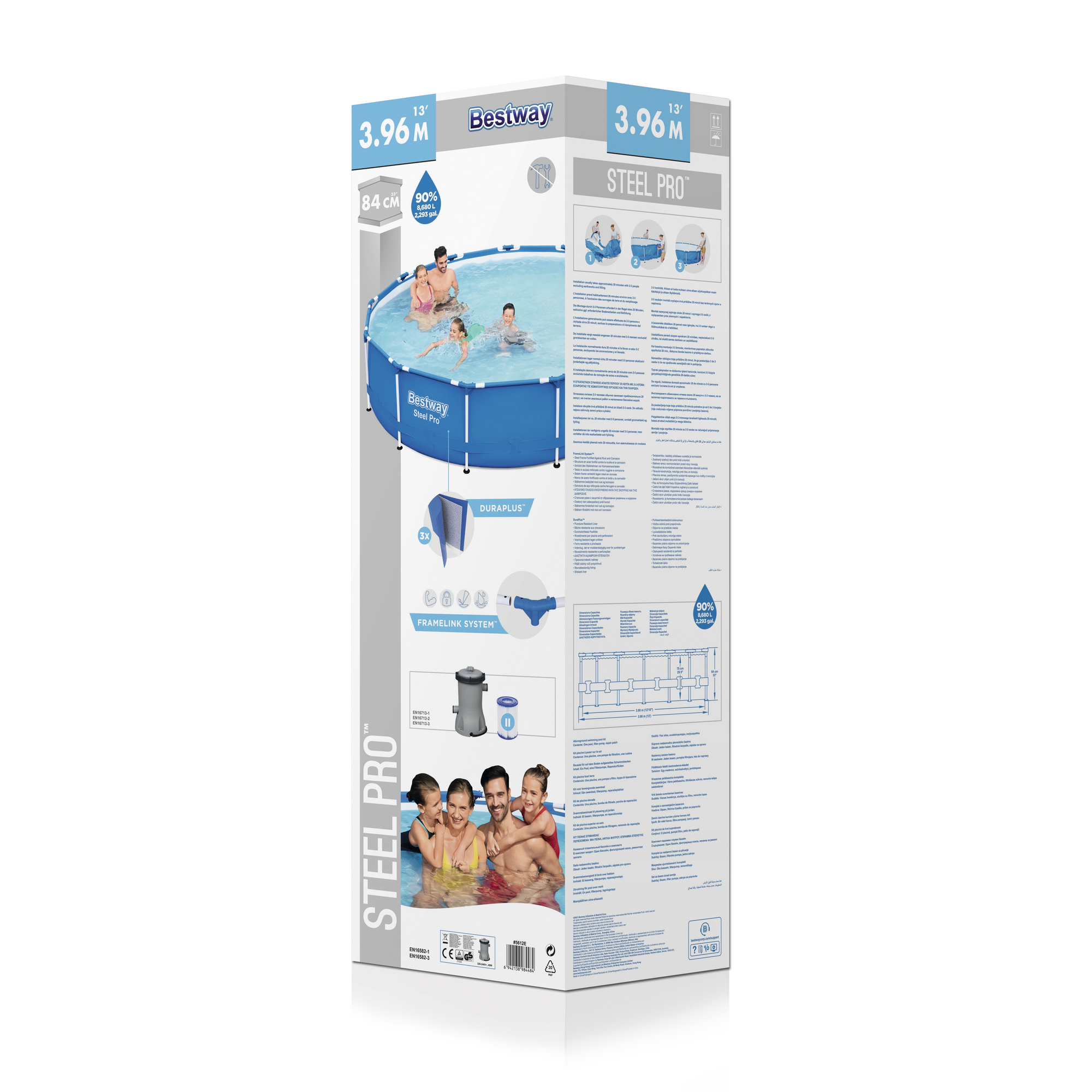 Frame-Pool-Set 'Steel Pro' Ø 396 x 84 cm mit Filterpumpe