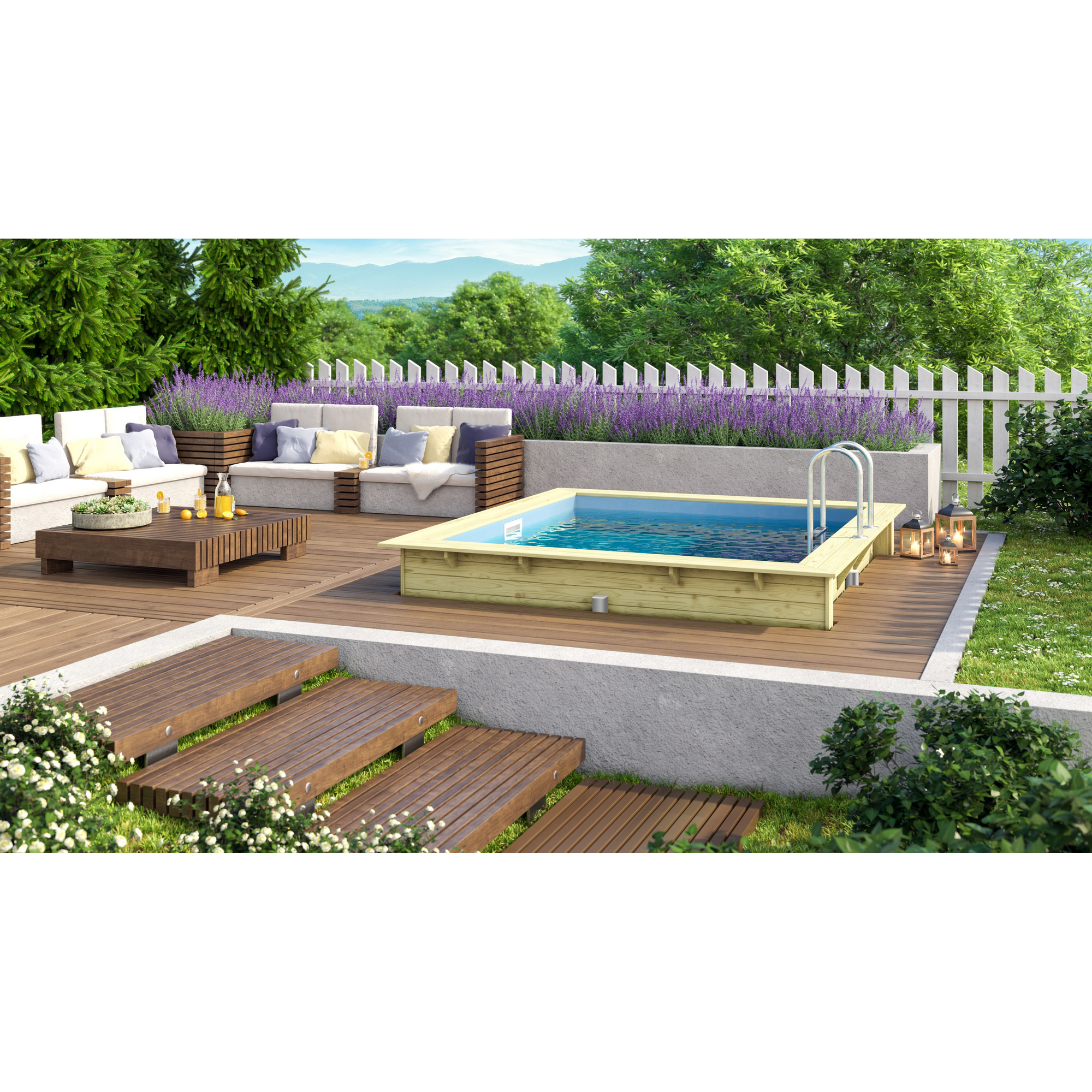Massivholzpool 'Pool 1' naturbelassen 320 x 124 x 353 cm