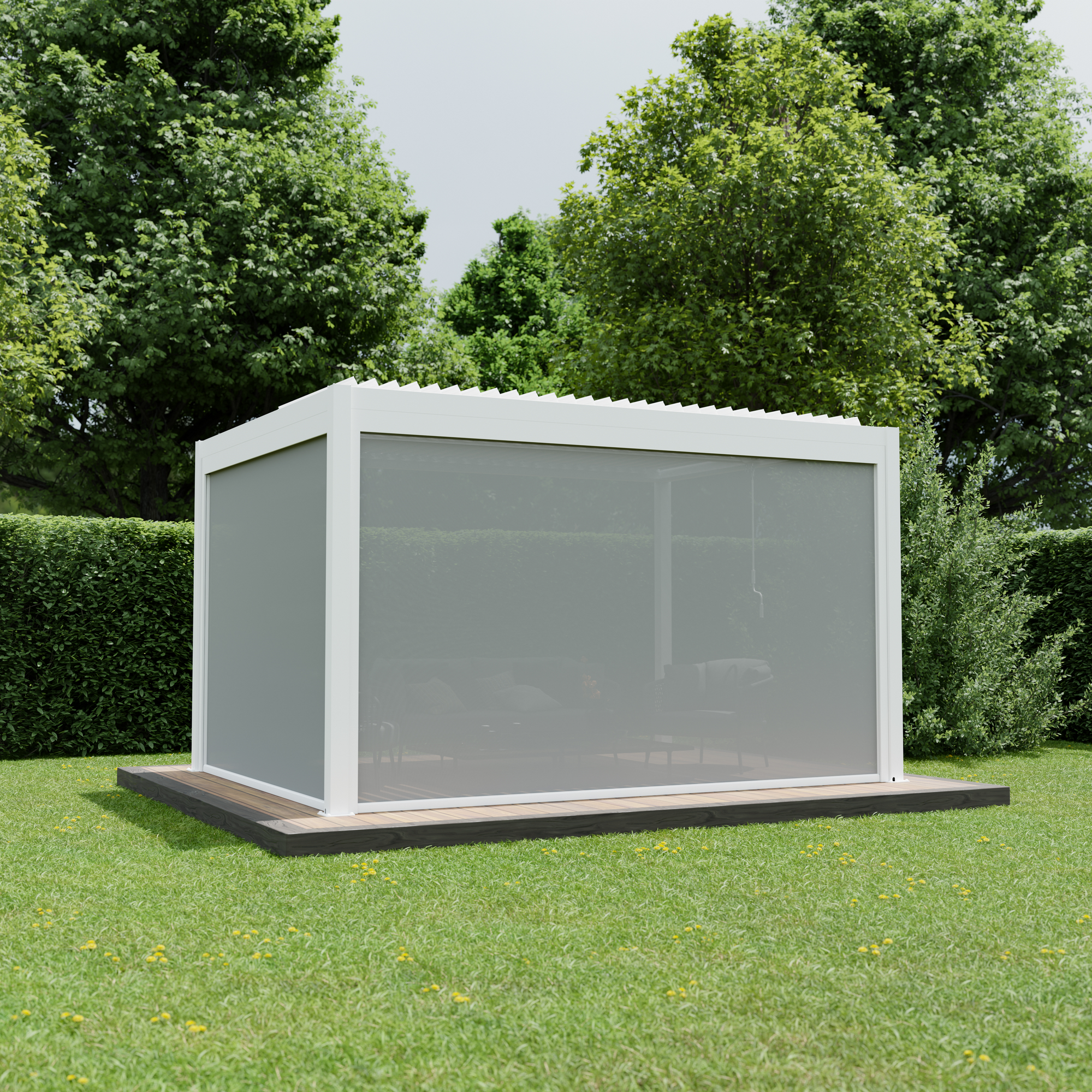 Seitenmarkise weiß elektrisch 369,8 x 217,5 x 10 cm