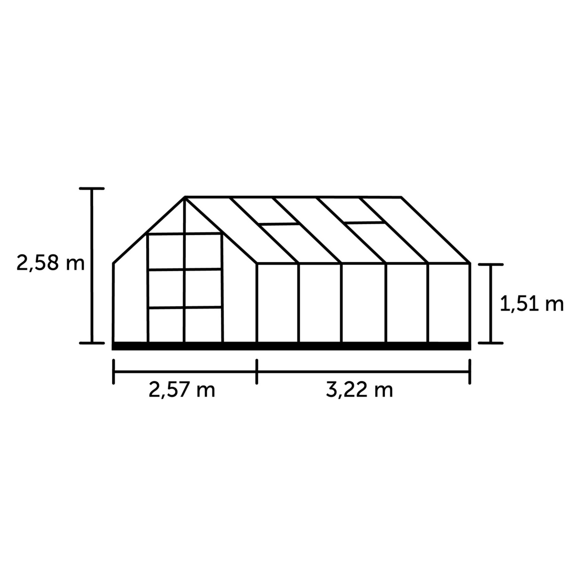 Gewächshaus 'Magnum 108' 257 x 322 cm mit 6 mm Doppelstegplatten grün