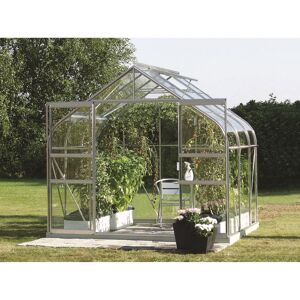 Gewächshaus 'Diana 5000' 254,4 x 254 cm mit 3 mm Sicherheitsglas aluminiumfarben