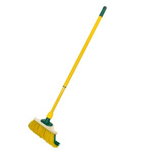 Krallenbesen mit Kunststoffstielhalter und Teleskopstiel 30 cm gelb grün