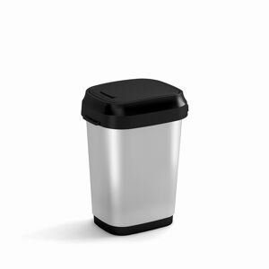 Abfalleimer 'Dual Swing Style' silber matt 10 l, zwei Öffnungsmöglichkeiten