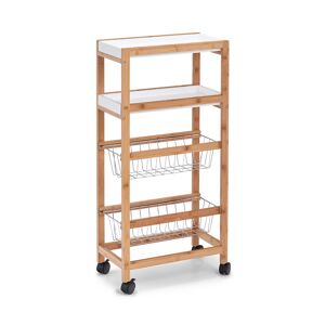 Nischen-Rollwagen weiß/naturfarben 40 x 82,5 x 22 cm