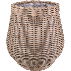 Pflanzkorb Polyrattan natur/braun rund bauchig Ø 32 x 32 cm, mit Polybeutel