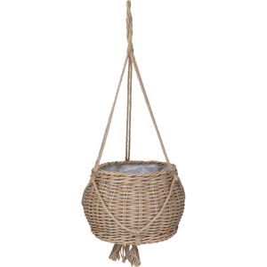 Blumenampel Polyrattan natur/braun rund bauchig Ø 31 x 21/70 cm, mit Polybeutel