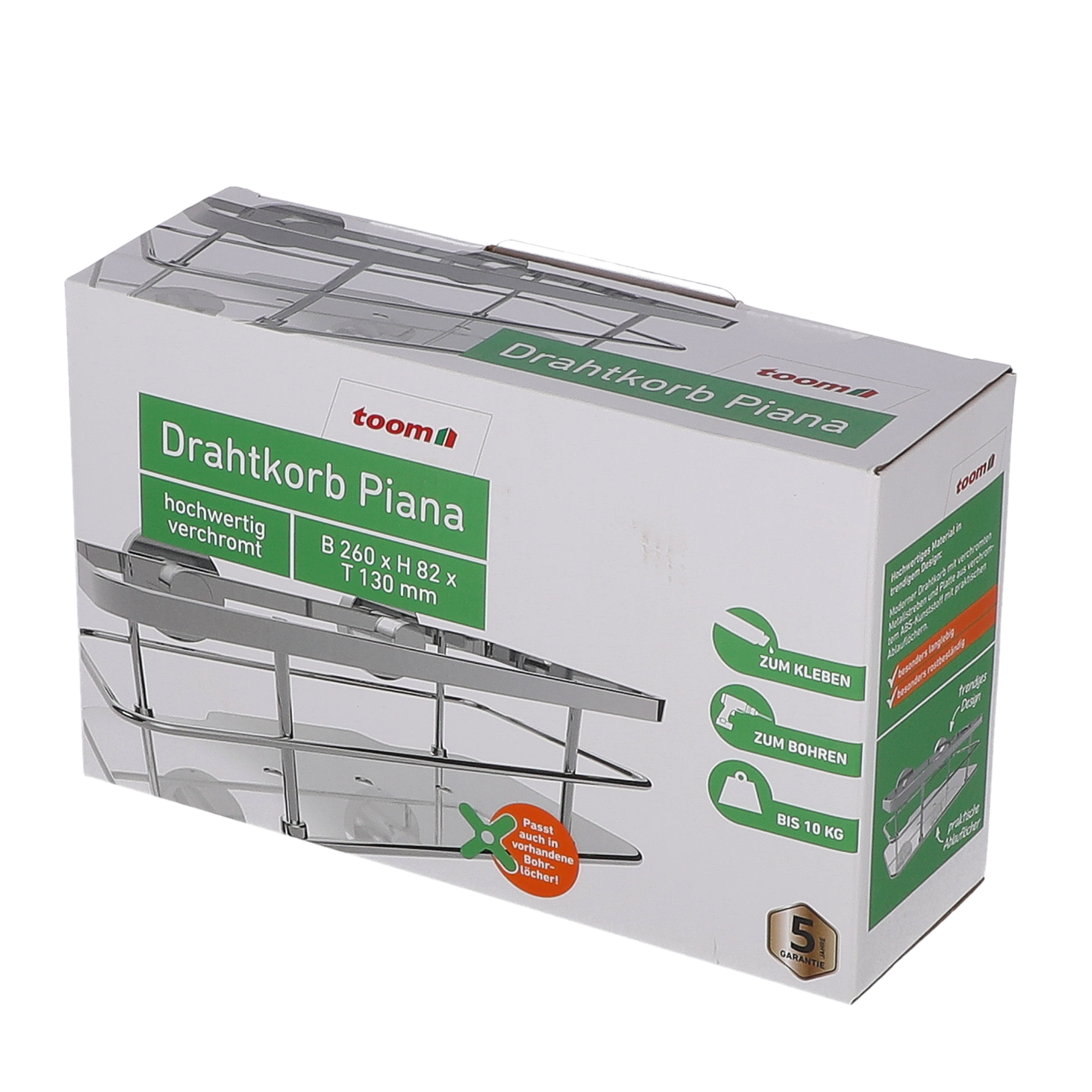 Verchromter Drahtkorb Piana in Verpackung