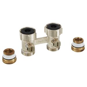 Heizkörper-Anschlussblock "Wiroflex" Eck 3/4 IG 1/2 AG x 3/4 A