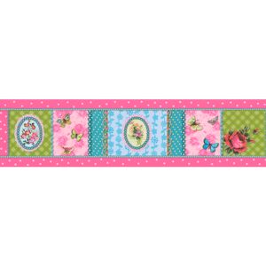 Bordüre 'Be Happy' Schmetterlinge bunt 0,13 x 5 m