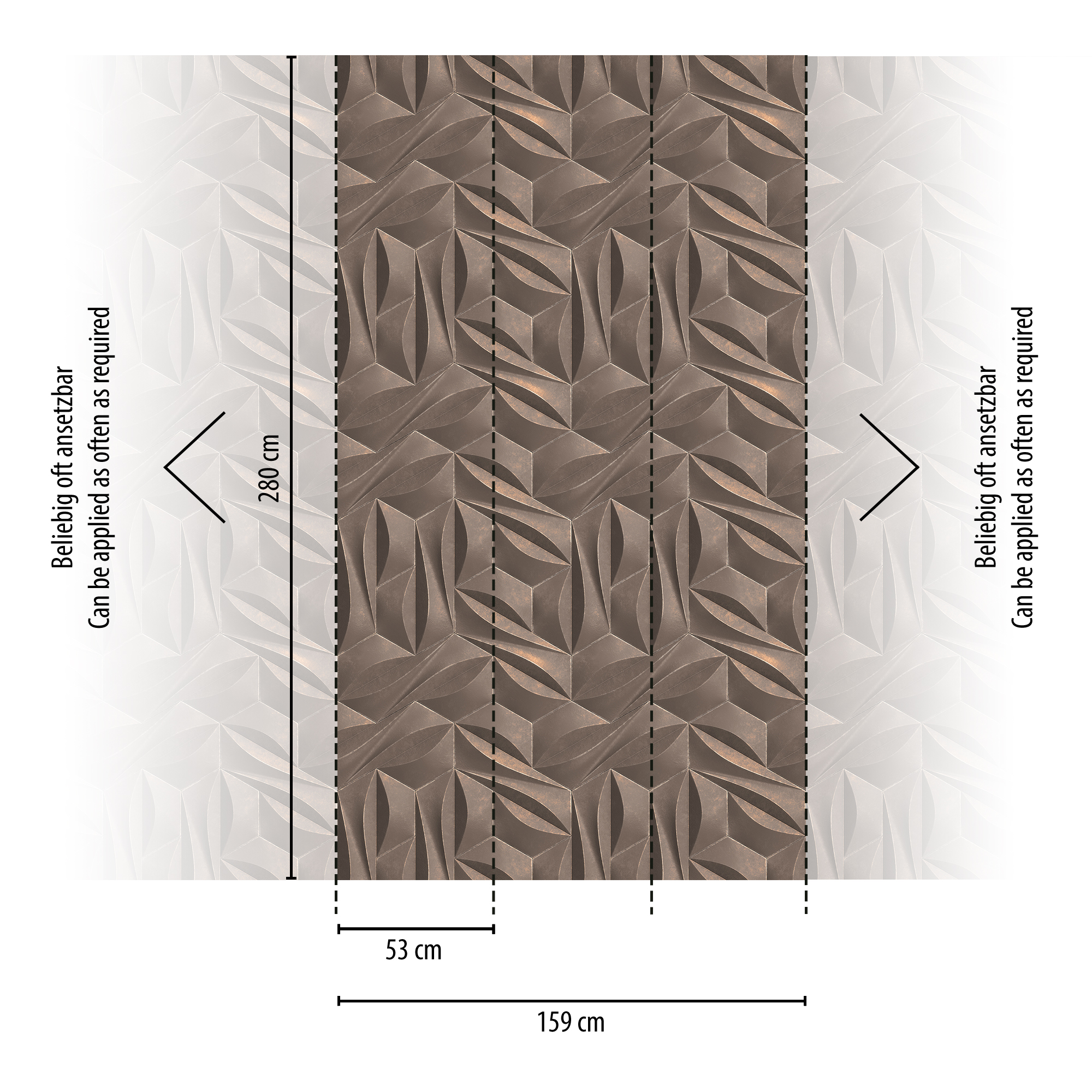 Vliestapete 'The Wall II' 3D Grafik grau 3-teilig 1,59 x 2,80 m