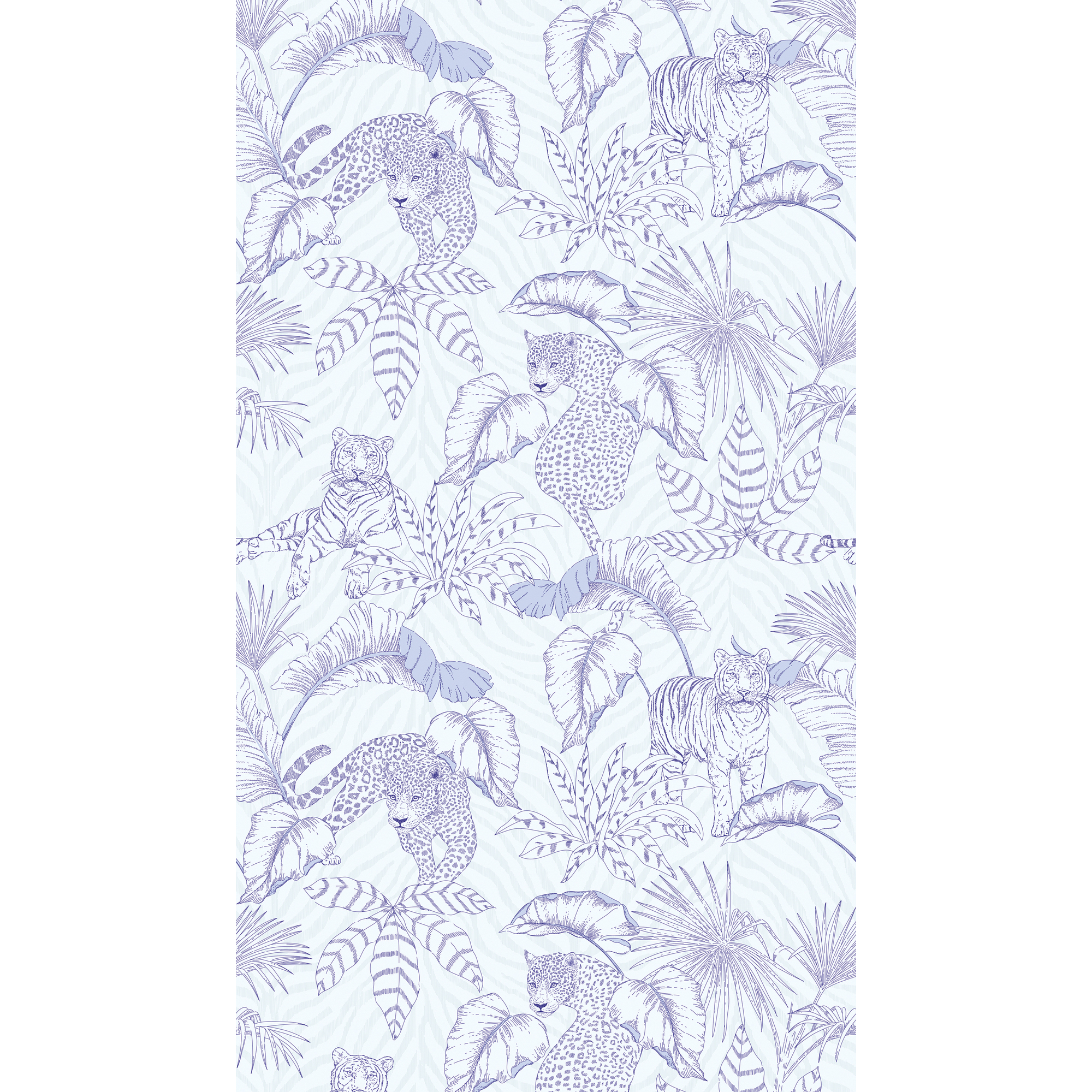 Vliestapete 'The Wall II' Tiger blau 3-teilig 1,59 x 2,80 m