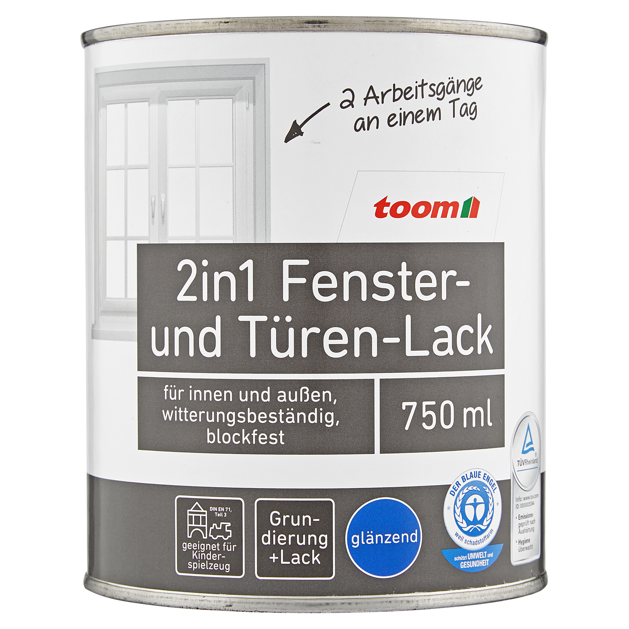 2in1 Fenster- und Türenlack weiß glänzend 750 ml